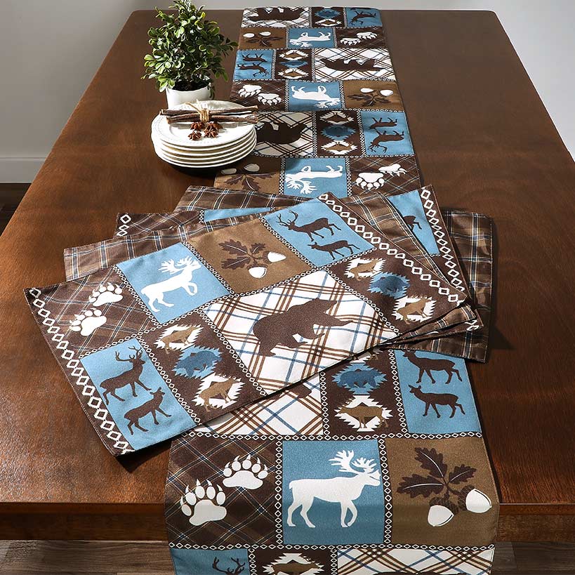 Table Runner or Set of 4 Placemats, Moose Lodge - Image 2