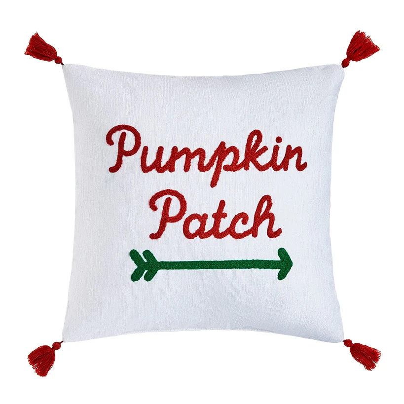 Embroidered Decorative Pumpkin Patch Pillow - Image 2