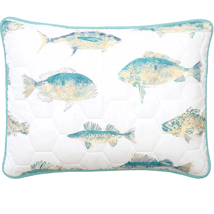 Tisa Fish Reversible Full/Queen or King Quilt, Sham, or Decorative Pillow - Image 2