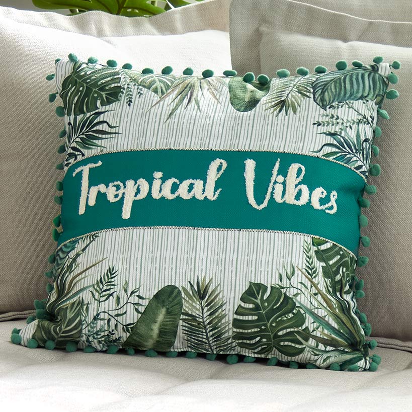 Tropical Embroidered Decorative Pillow - Image 2