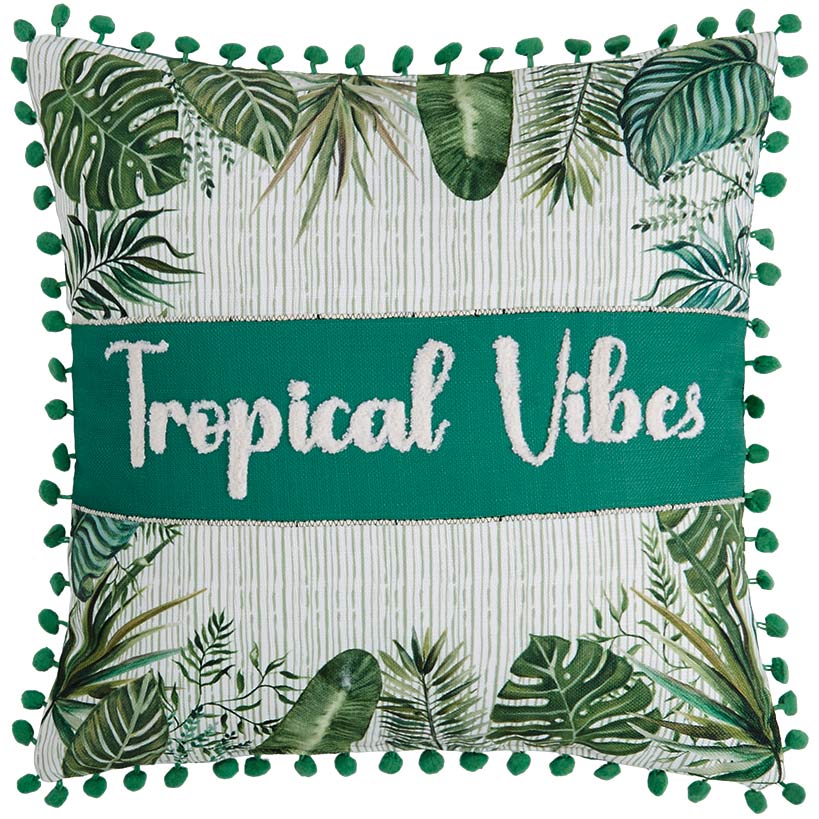 Tropical Embroidered Decorative Pillow - Image 3