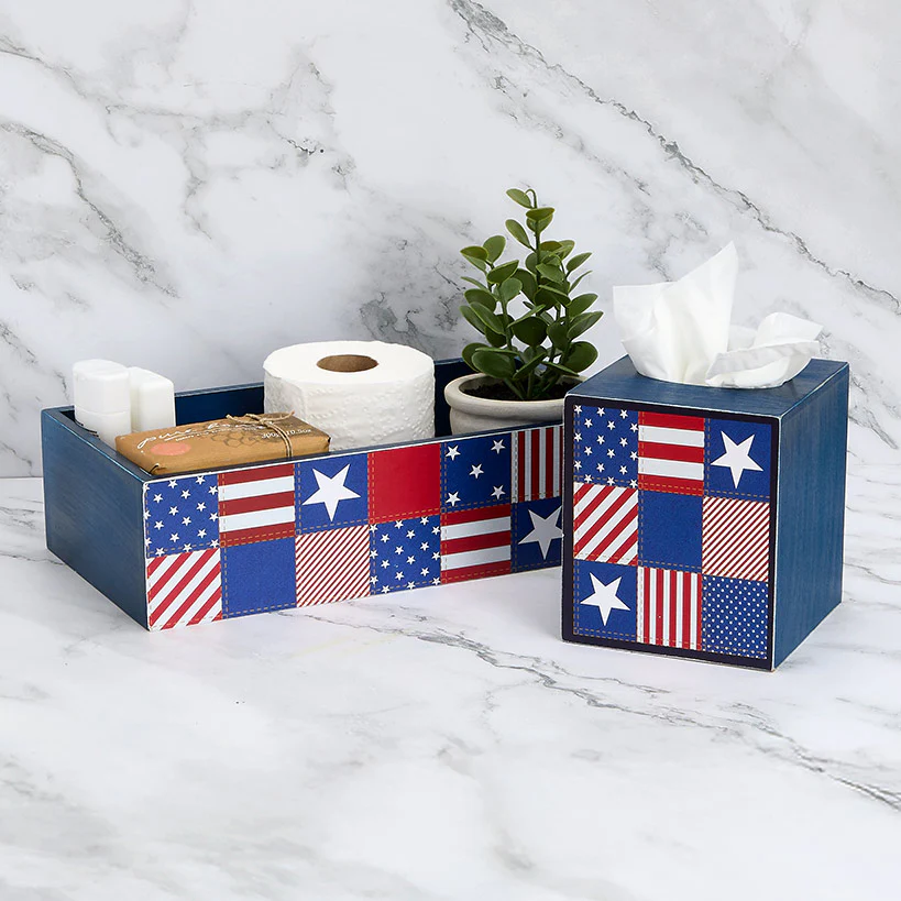 United States of Plaid American Flag Bathroom Storage Tray - Image 3