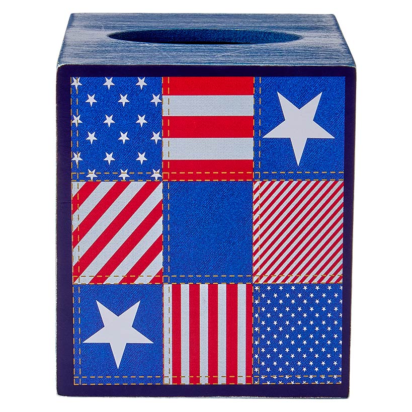 United States of Plaid American Flag Bathroom Tissue Box Holder - Image 2