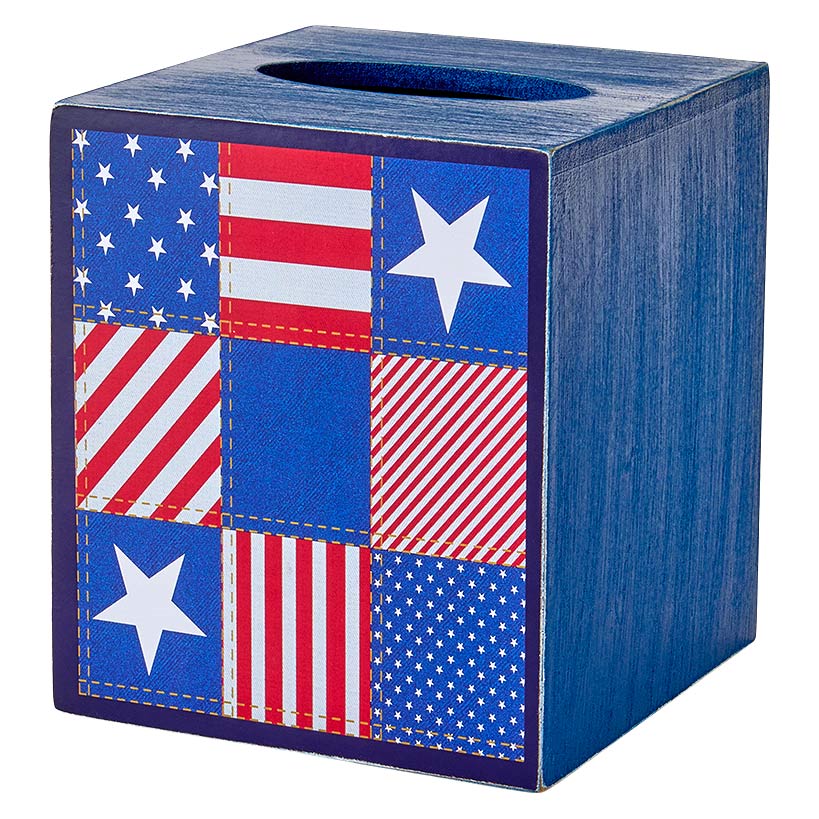 United States of Plaid American Flag Bathroom Tissue Box Holder - Image 4