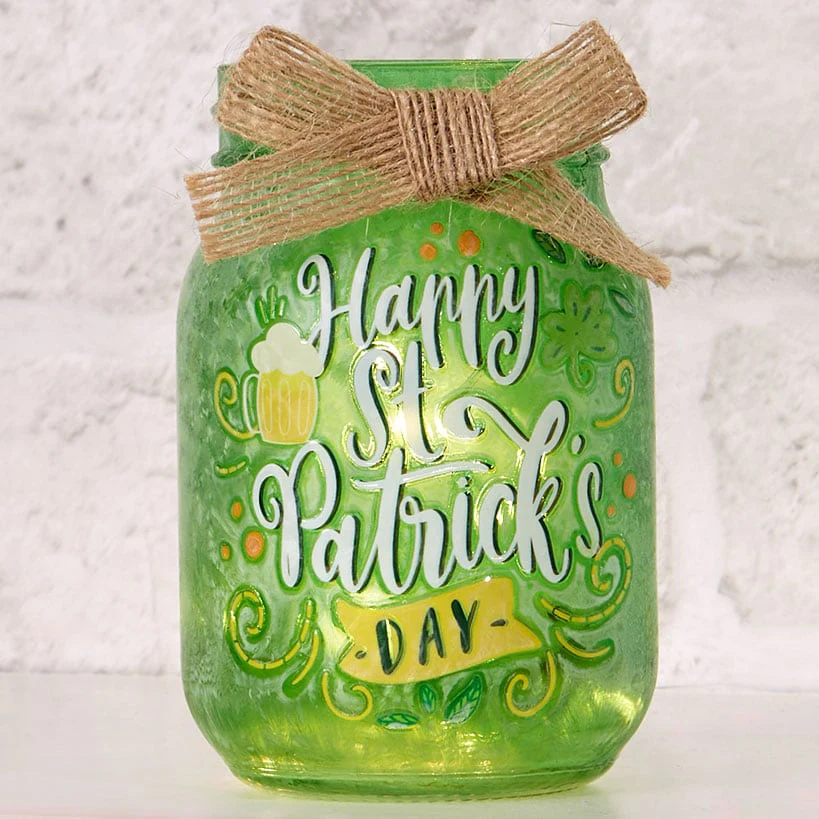 St Patrick's or Valentine's Fairy Light Mason Jar Décor - Image 7