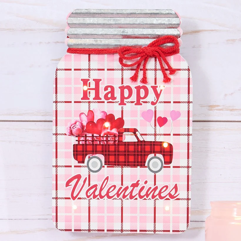 Lighted Mason Jar Wall Plaque With Saying for Valentine's and St Patrick's - Image 3