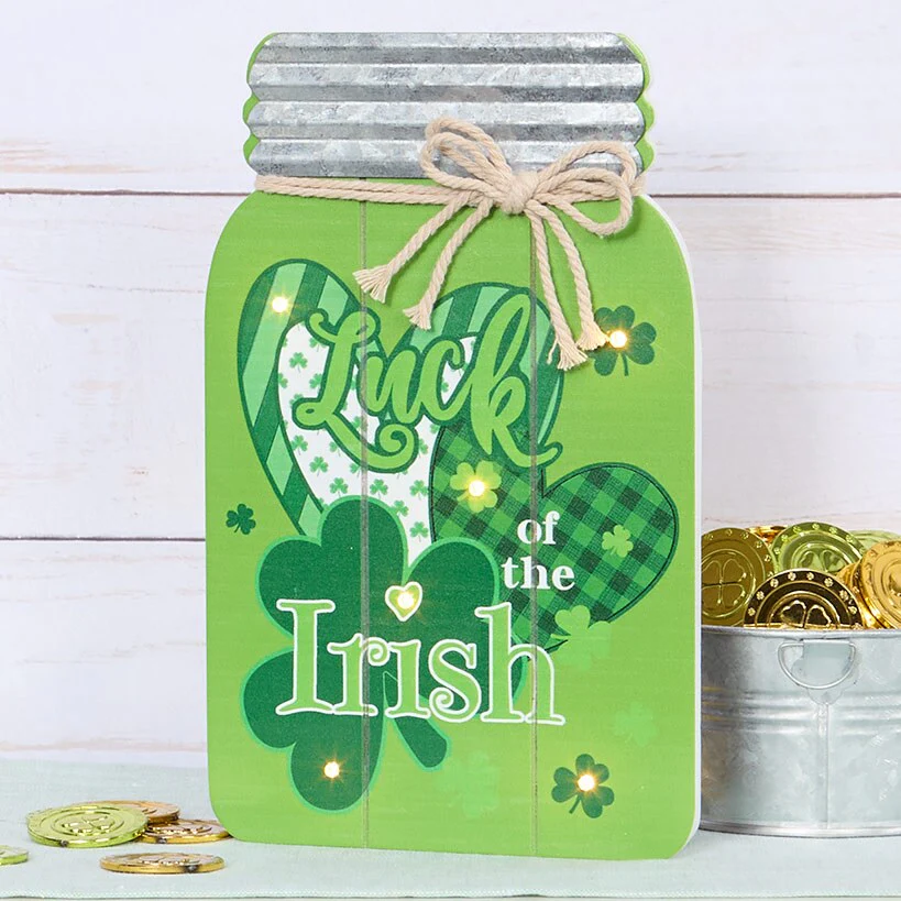 Lighted Mason Jar Wall Plaque With Saying for Valentine's and St Patrick's - Image 5