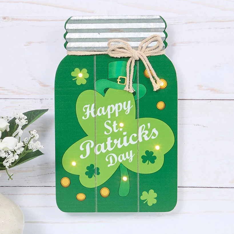 Lighted Mason Jar Wall Plaque With Saying for Valentine's and St Patrick's - Image 6