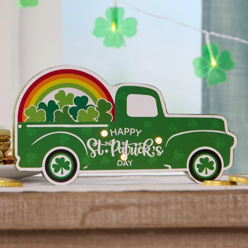 Valentine's and St Patrick's Lighted Truck Tabletop Décor - Image 3