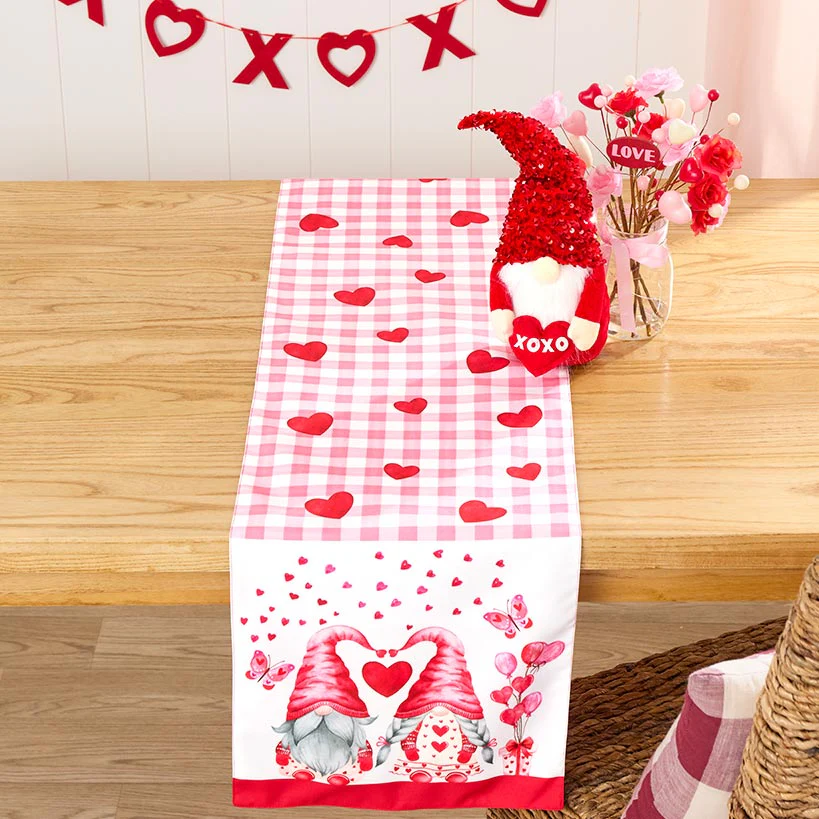 Valentine's Day Gnome Table Runner or Set of 4 Placemats - Image 2