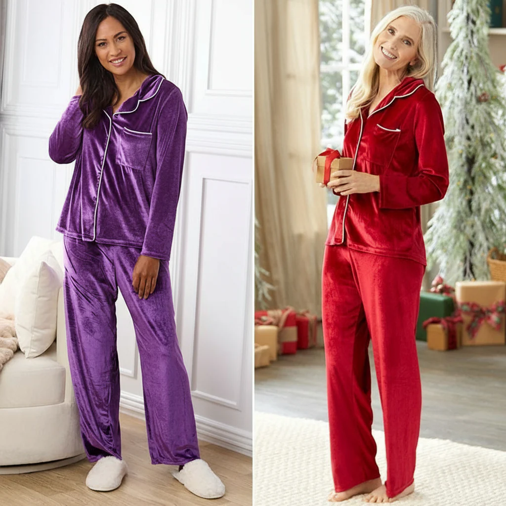 Velour Women's Pajama 2-Pc Set
