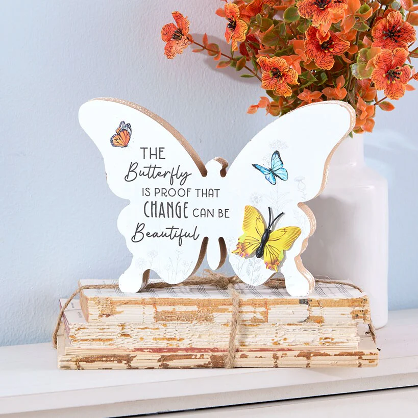 Vibrant Butterfly Sentiment Hanging Sign or Block Signs - Image 2