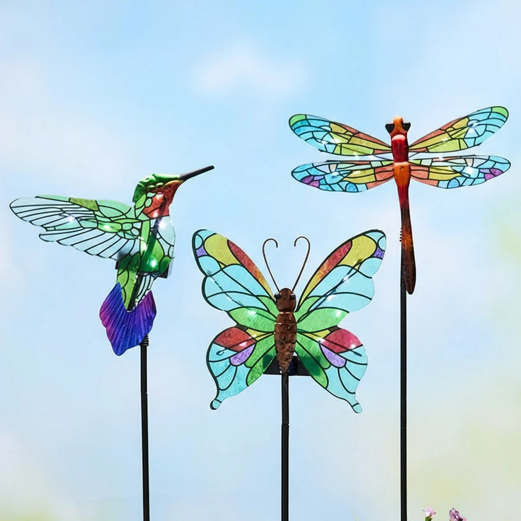 Vibrant Solar Glass Garden Stake