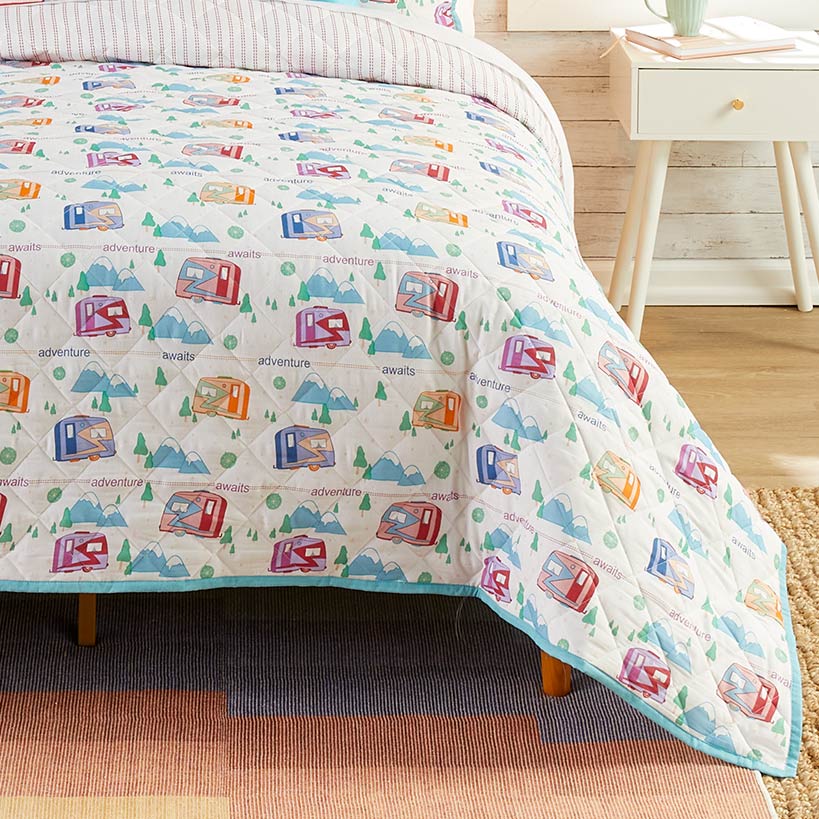 Vintage Camper Reversible Quilt, Sham, or Accent Pillow - Image 2