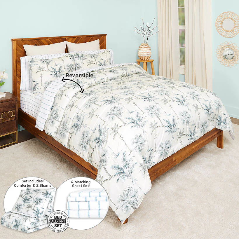 Vintage Palm Tree Queen or King Complete Comforter Set - Image 2