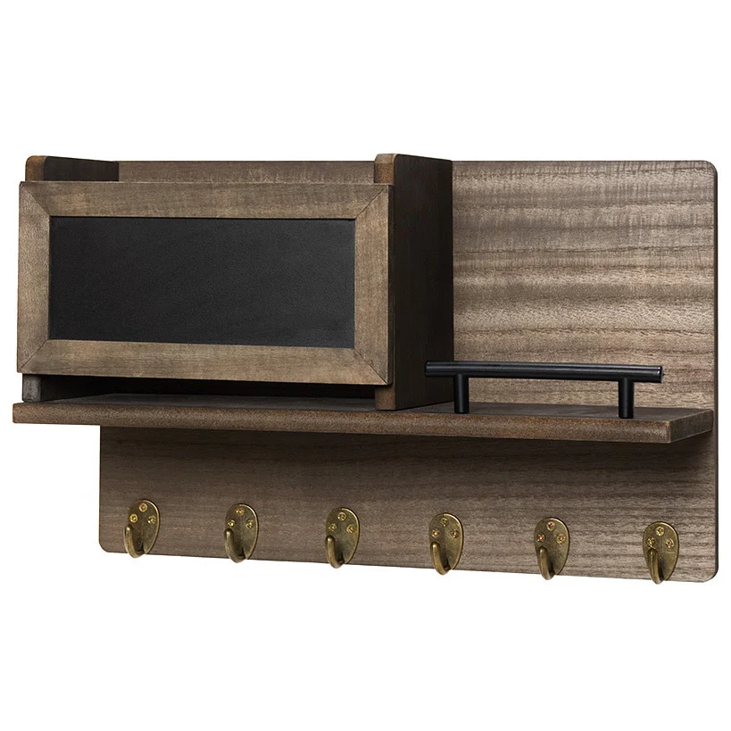 Wall Mounted Entryway Organizer Shelf with Chalkboard and Mail Bin - Image 4