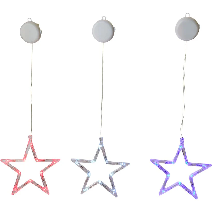 Window Stars Red Blue and White Set of 3 Lighted - Image 3
