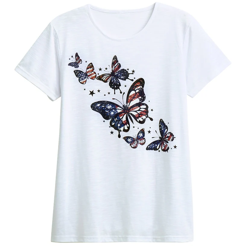 Women's Butterfly Short Sleeve Graphic T-Shirt - Image 4