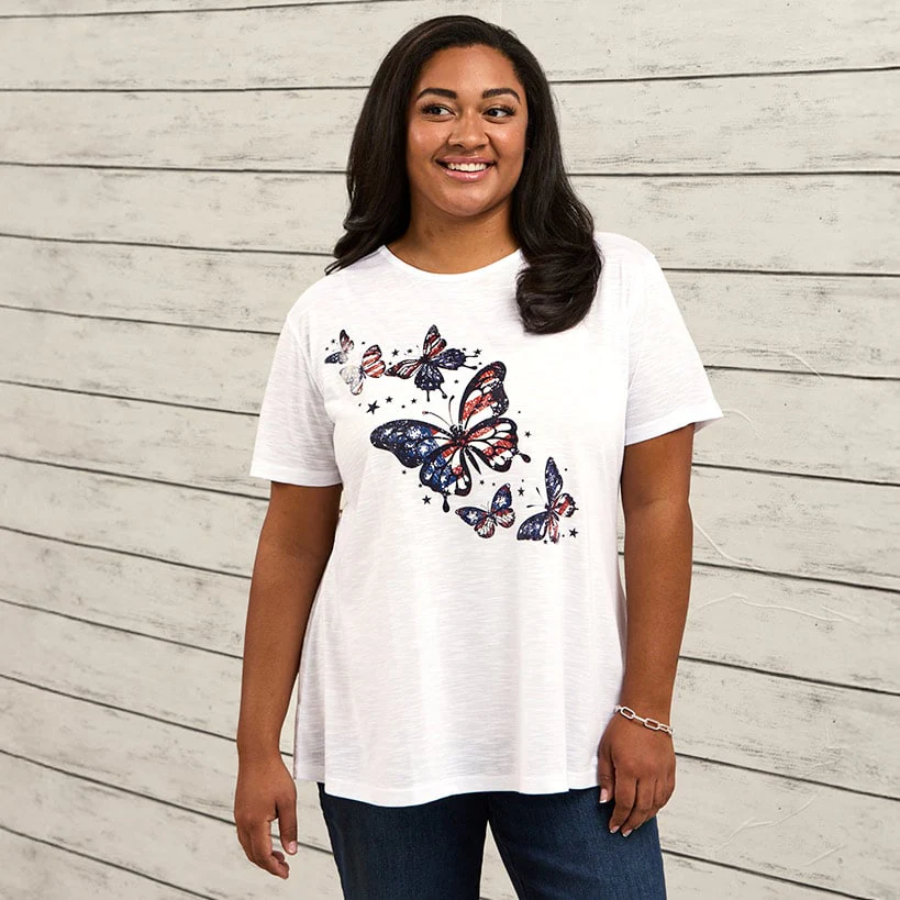 Women's Butterfly Short Sleeve Graphic T-Shirt - Image 5