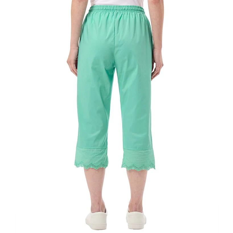 Women's Capri Pants with Scalloped Hemline and Waist Drawstring - Image 2