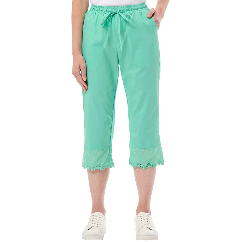 Women's Capri Pants with Scalloped Hemline and Waist Drawstring - Image 8