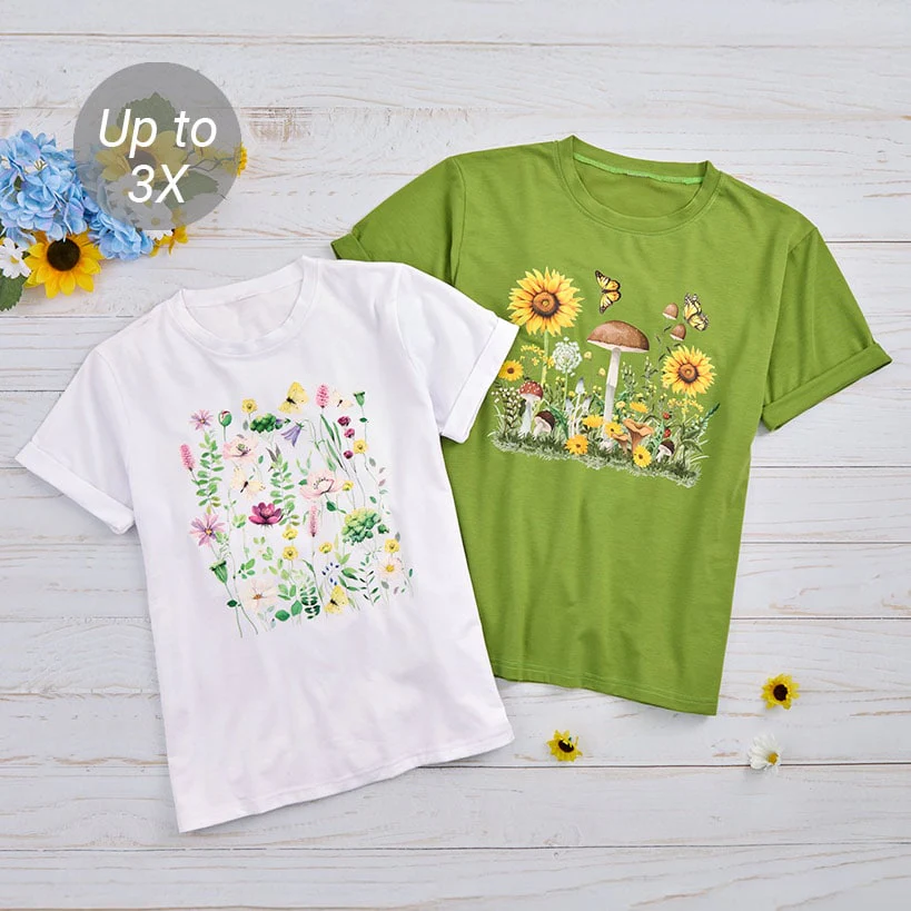 Women's Colorful Floral Short Sleeve Graphic T-Shirt