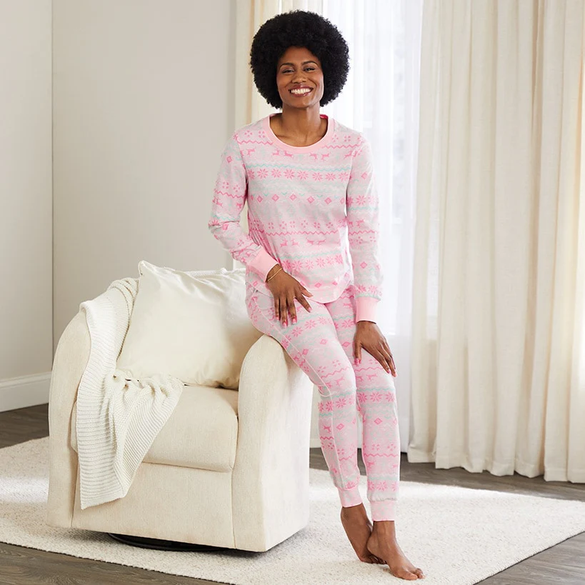 Women's Fair Isle Knit Pajama Set - Image 5