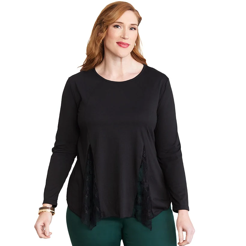 Women's Long Sleeve Tunic Top with Lace Inset - Image 7