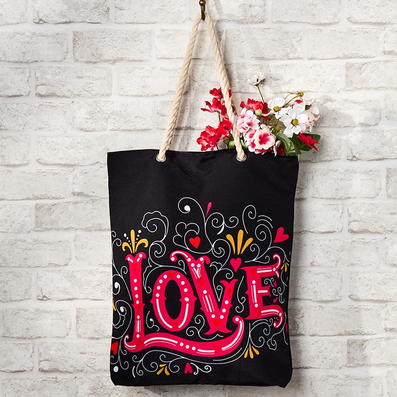 Women's Love Heart Tote Bag with Rope Handle - Image 2