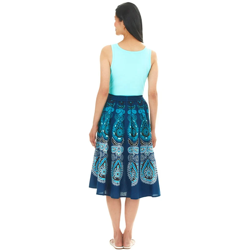 Women's Midi Circle Skirt in Paisley Print - Image 2