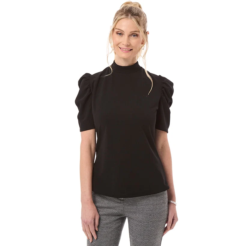 Women's Mock Neck Puff Sleeve Blouse - Image 7