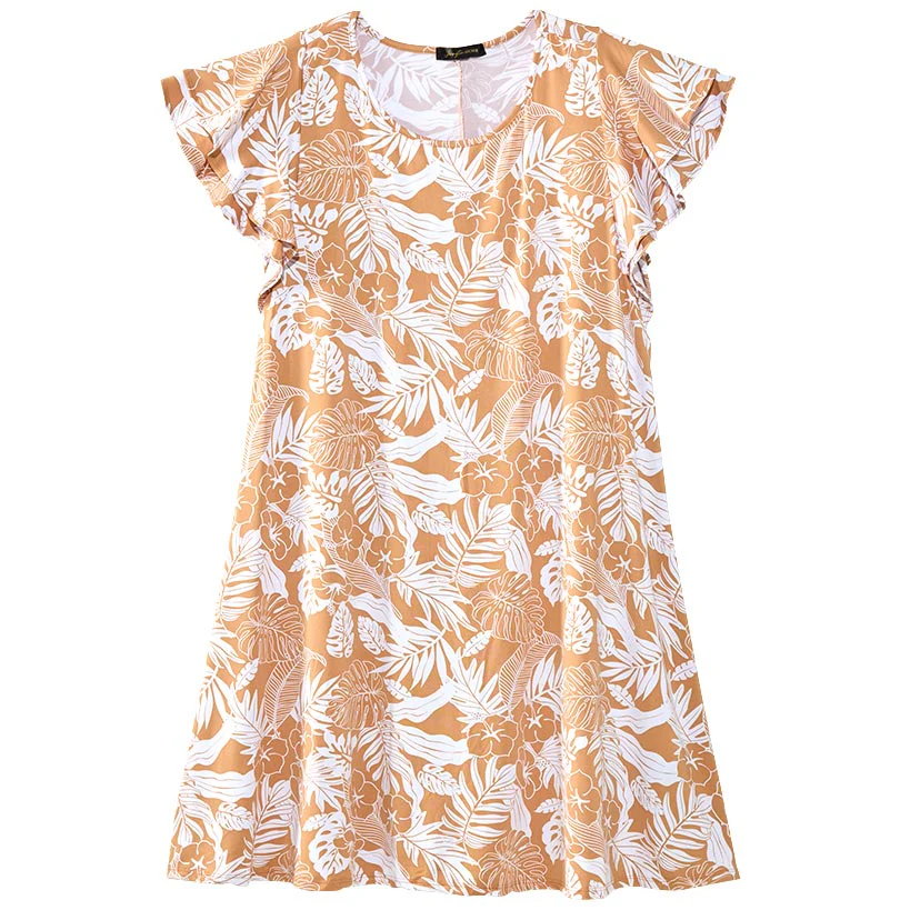 Women's Plus Size Knee-Length Dress with Ruffle Short Sleeve - Image 2
