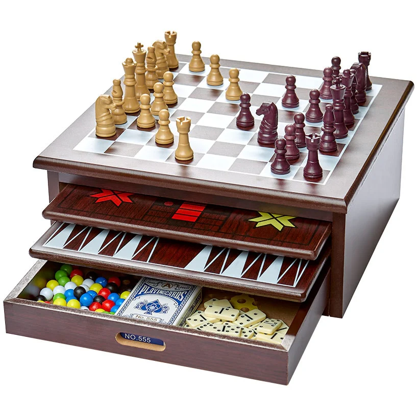 Wooden 15-in-1 Game Center - Family Fun with Chess, Checkers, and More - Image 3