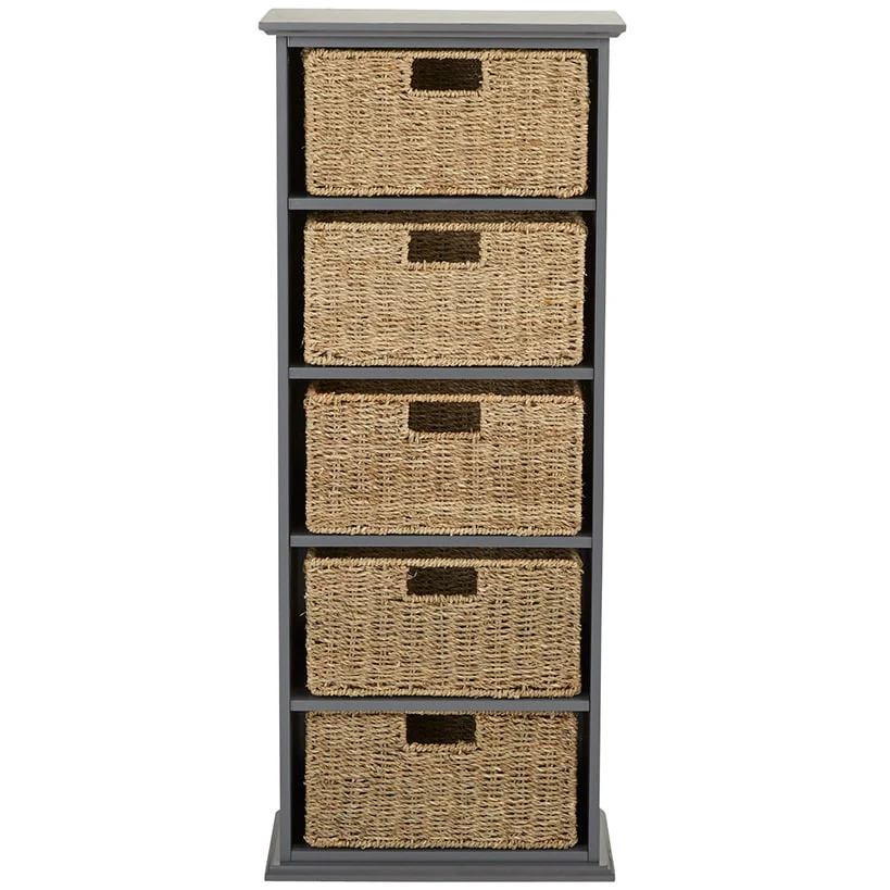 Wooden Shelving Unit with Seagrass Drawers - Image 3