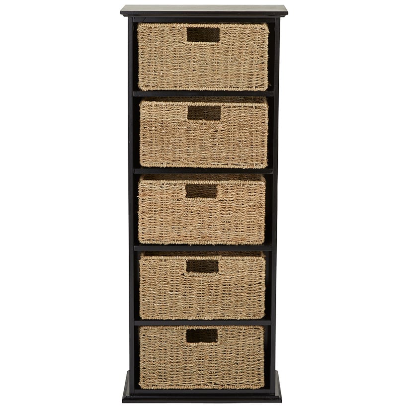 Wooden Shelving Unit with Seagrass Drawers - Image 6