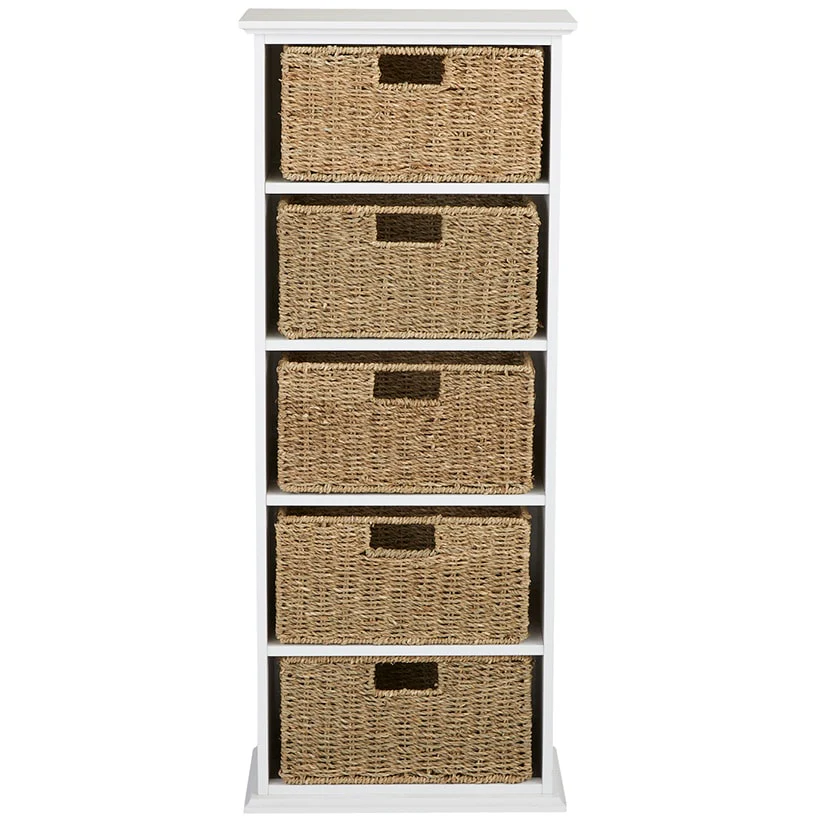 Wooden Shelving Unit with Seagrass Drawers - Image 7