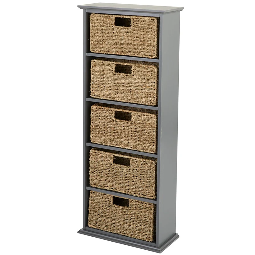 Wooden Shelving Unit with Seagrass Drawers - Image 8