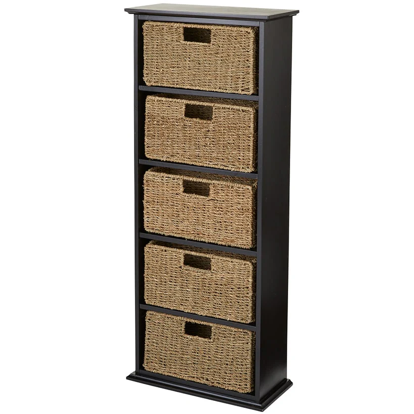 Wooden Shelving Unit with Seagrass Drawers - Image 9
