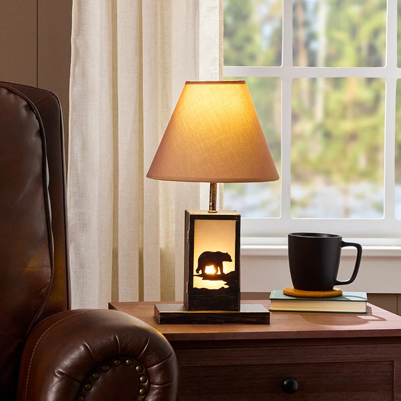 Woodland Animal Silhouette Tabletop Lamp - Bear, Moose, or Wolf - Image 4